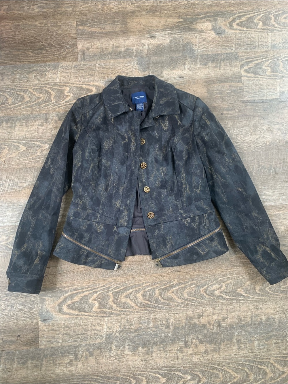 Vintage Doncaster collection Navy with Gold Metallic-Print Jacket